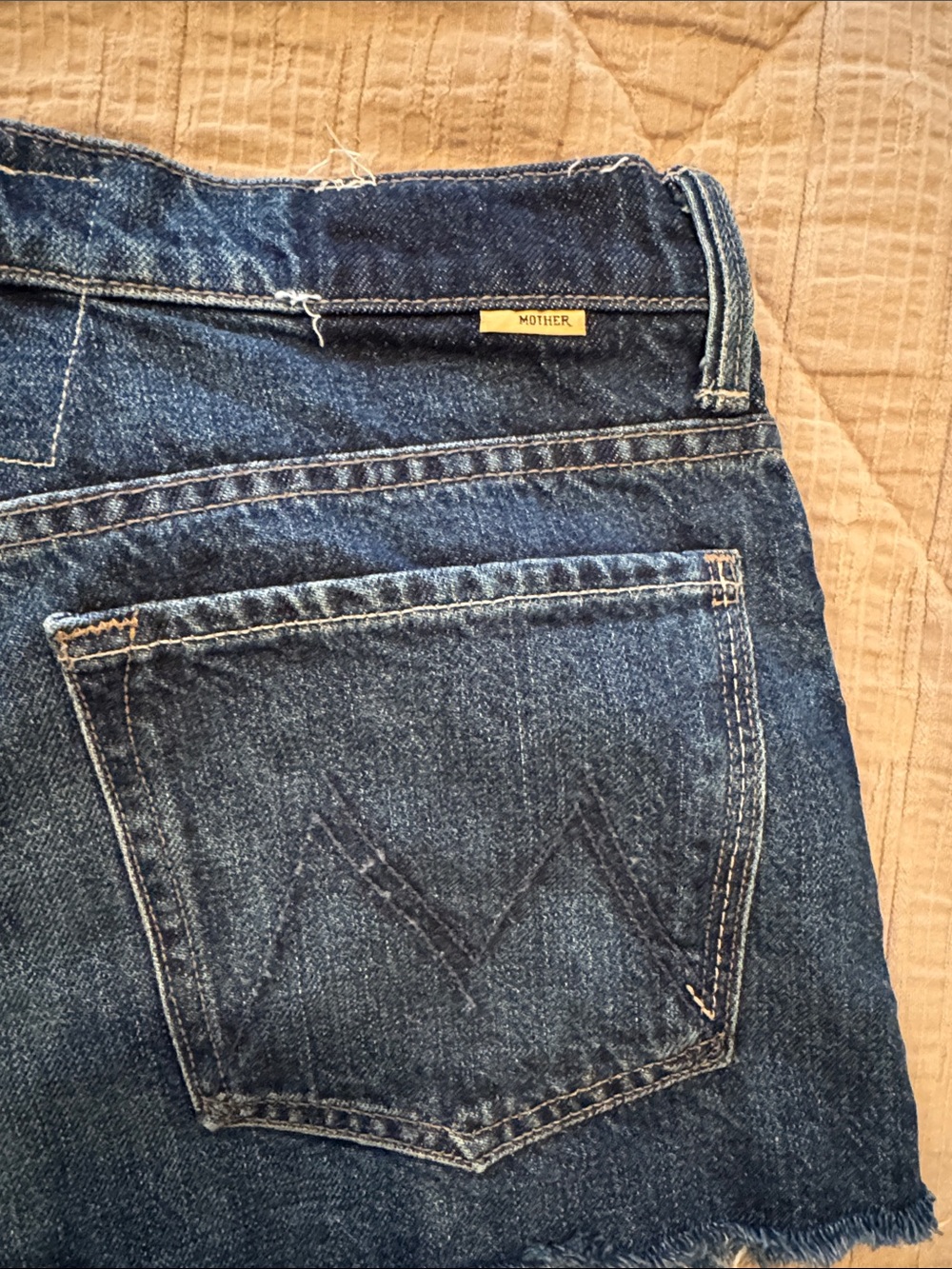 MOTHER The Dodger Short Dark Blue Denim Raw Hem High-Rise Shorts - Picture 7 of 7